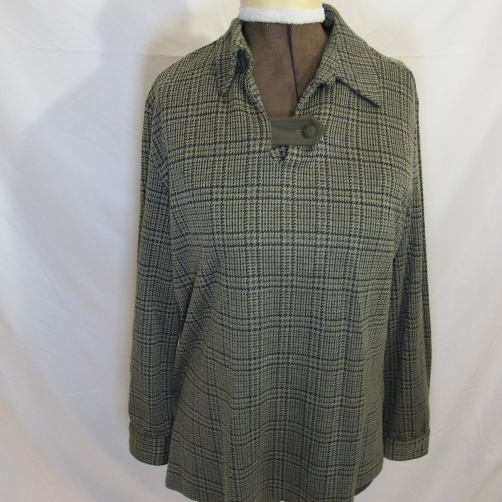 Petites for Brownstone Studio New York long-sleeved grey plaid shirt  PXL